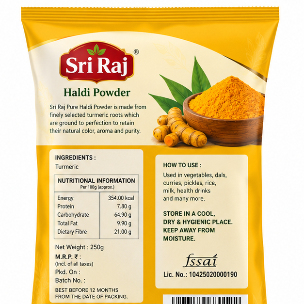 Sri raj pure haldi powder 250g